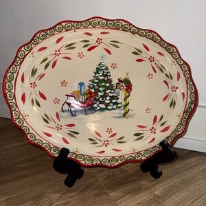 Temptations by Tara Holiday Christmas Platter with Stand